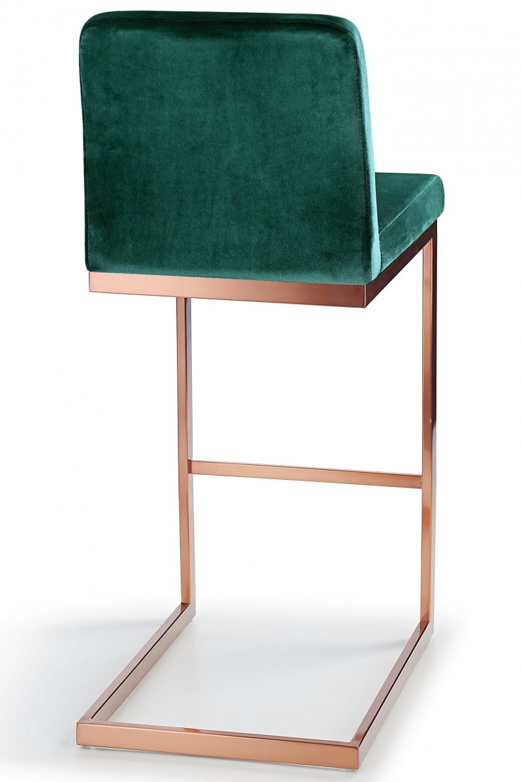Ark Rose Gold Bar Stool Green Velvet
