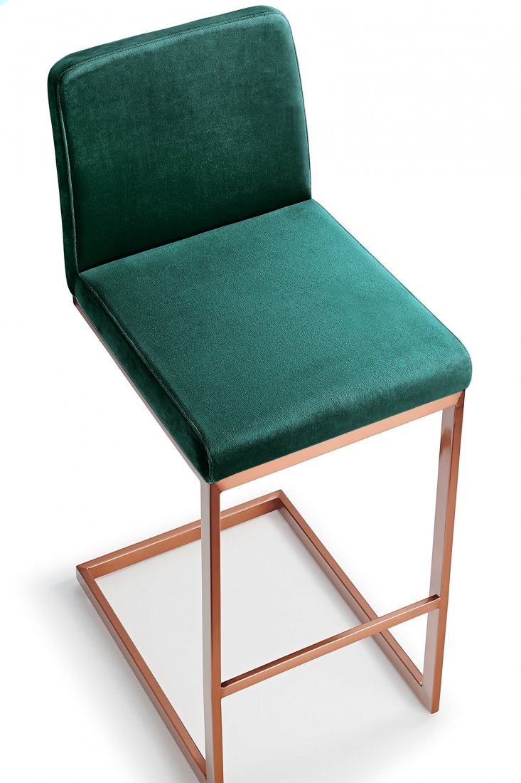 Ark Rose Gold Bar Stool Green Velvet