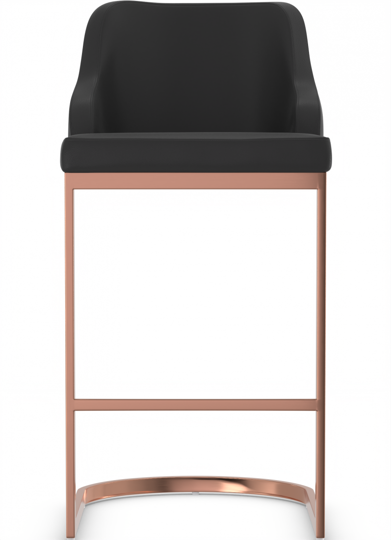 Nuovo Rose Gold Stool Black Leather