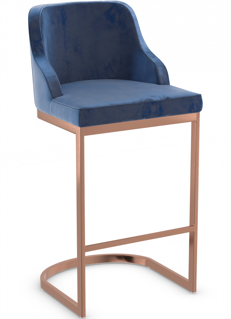 Nuovo Rose Gold Stool Navy Velvet