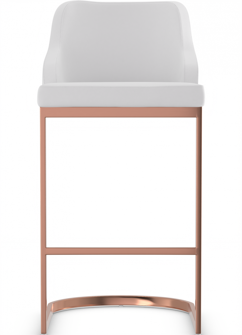 Nuovo Rose Gold Stool White Leather