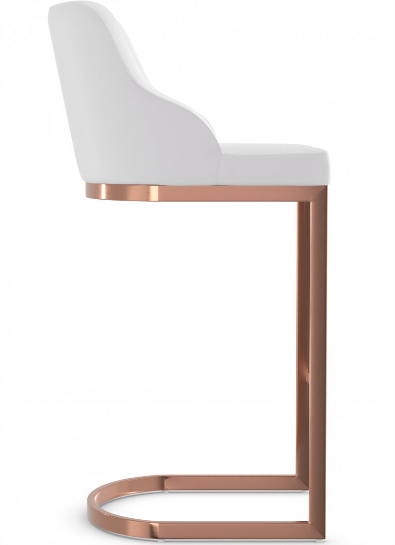 Nuovo Rose Gold Stool White Leather